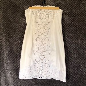 White Strapless Beaded Embroidered Mini Dress